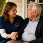 Adult daughter comforting her elderly father signs your elderly parent needs assisted living